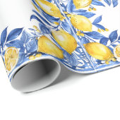 Sicilian Lemon Tiles Pattern Mediterranean Dolce  Geschenkpapier (Rolleneckpunkt)