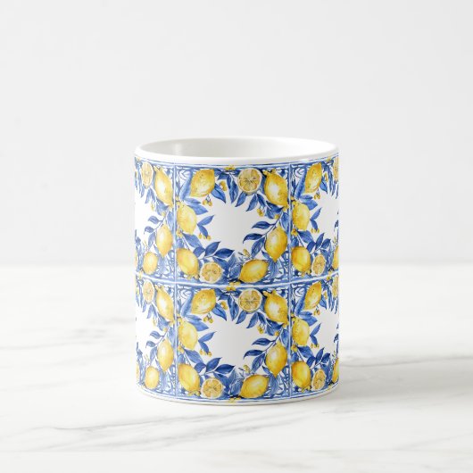 Sicilian Lemon Tiles Pattern Mediterranean Dolce Kaffeetasse (Mittel)