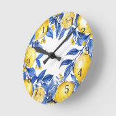 Sicilian Lemon Tiles Pattern Mediterranean Dolce  Runde Wanduhr (Winkel)
