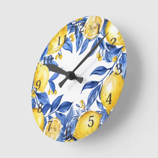 Sicilian Lemon Tiles Pattern Mediterranean Dolce  Runde Wanduhr (Winkel)