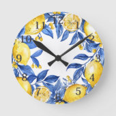 Sicilian Lemon Tiles Pattern Mediterranean Dolce  Runde Wanduhr (Vorderseite)