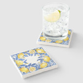 Sicilian Lemon Tiles Pattern Mediterranean Dolce  Steinuntersetzer (Seitenansicht)