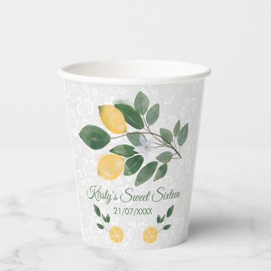 Sicilian Lemons 16 . Geburtstag Pappbecher (Vorderseite)