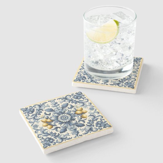 Sicilian Lemons Steinuntersetzer (Seitenansicht)