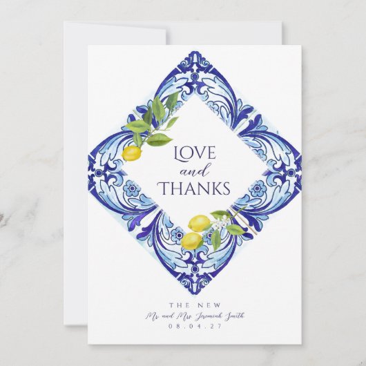 Sicilian Majolica Danke-Card - Lemon Design Einladung (Vorderseite)