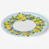 Sicilian Majolica Tiles Floral Leafy Lemon Garland Pappteller (Schrägansicht)