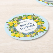 Sicilian Majolica Tiles Floral Leafy Lemon Garland Runder Pappuntersetzer (Angewinkelt)