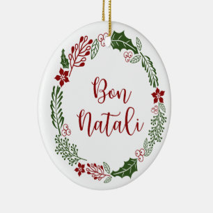Sicilian Merry Christmas Wreath, Bon Natali Keramik Ornament