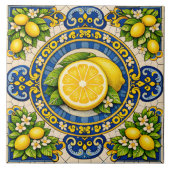 Sicilian pattern lemons ceramic tile fliese (Vorderseite)