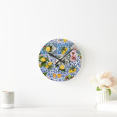 Sicilian style tiles with flowers and lemon runde wanduhr (Zuhause)