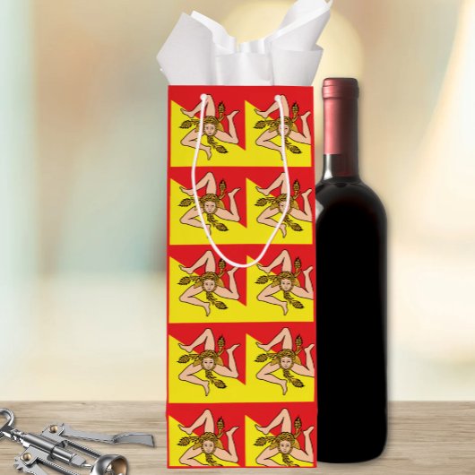 Sicilian Trinacria All-Over Flag Pattern Sicily Geschenktüte Für Weinflaschen