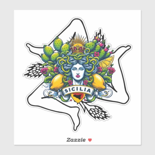 Sicilian Trinacria Aufkleber (Blatt)