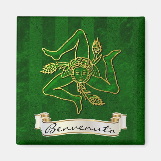 Sicilian Trinacria Benvenuto Magnet (Vorne)