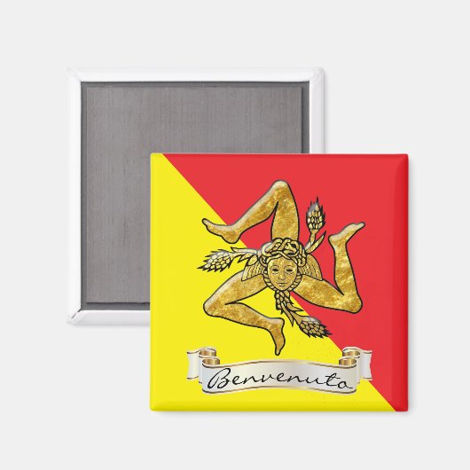 Sicilian Trinacria Benvenuto Magnet (Vorderseite/Rückseite)
