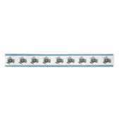 Sicilian Trinacria Blue Border White Satinband (Vorderseite)