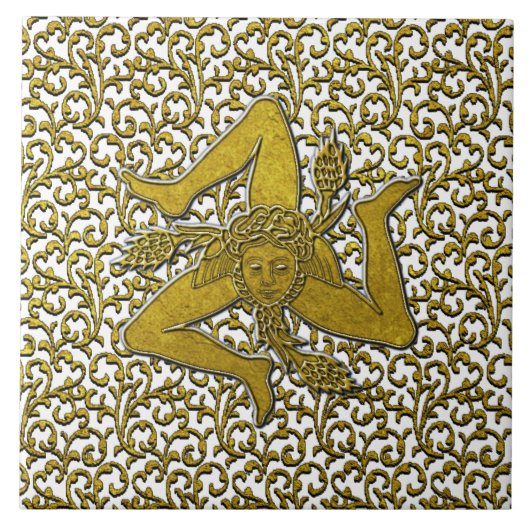 Sicilian Trinacria Gold Personalize Fliese (Vorderseite)
