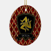 Sicilian Trinacria Gold Red Keramik Ornament (Rechts)