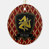 Sicilian Trinacria Gold Red Keramik Ornament (Links)