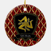 Sicilian Trinacria Gold Red Keramik Ornament (Hinten)