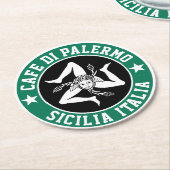 Sicilian Trinacria Ihr Text  Runder Pappuntersetzer (Angewinkelt)