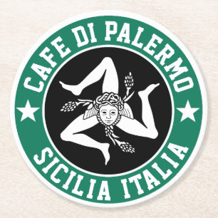 Sicilian Trinacria Ihr Text Runder Pappuntersetzer
