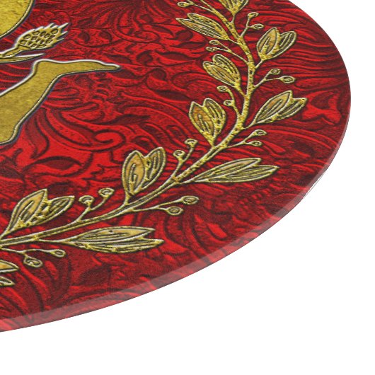 Sicilian Trinacria Olive Wreath Patina Hintergrund Schneidebrett (Ecke)