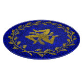 Sicilian Trinacria Olive Wreath Patina Hintergrund Schneidebrett (Ecke)