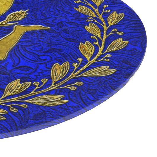 Sicilian Trinacria Olive Wreath Patina Hintergrund Schneidebrett (Ecke)