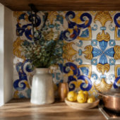 Sicilian Vibrant Majolica Scrollwork Mediterranean Fliese