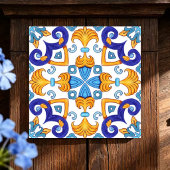 Sicilian Vibrant Majolica Scrollwork Mediterranean Fliese