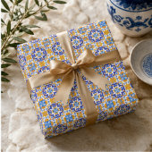 Sicilian Vibrant Majolica Scrollwork Mediterranean Geschenkpapier