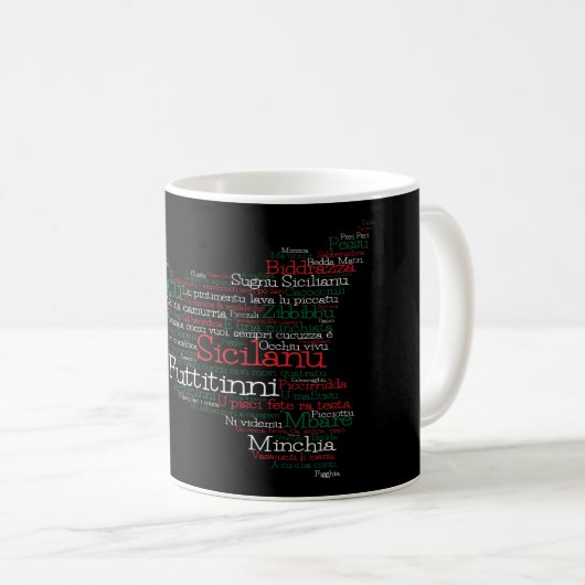 Sicilian Word Art Map Kaffeetasse (VorderseiteRechts)