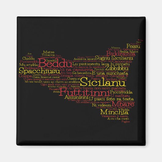 Sicilian Word Art Map Magnet (Vorne)