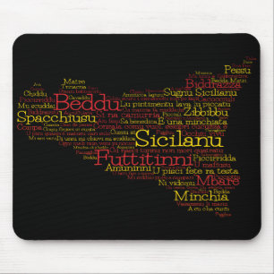 Sicilian Word Art Map Mousepad
