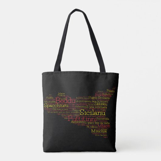 Sicilian Word Art Map Tasche (Rückseite)