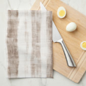 Sicilian Woven Cream Tan Stripes Brautparty Geschirrtuch (Viertel Falte)