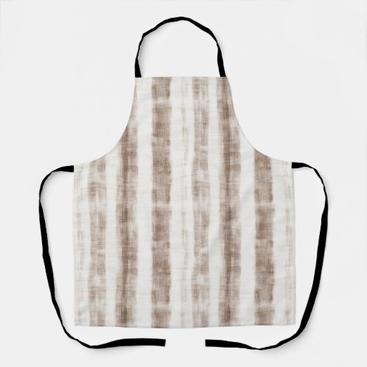 Sicilian Woven Cream Tan Stripes Brautparty Schürze (Vorderseite)