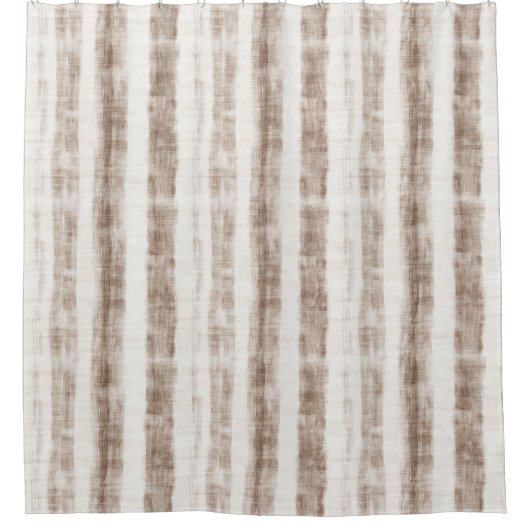 Sicilian Woven Cream Tan Stripes Duschvorhang (Vorderseite)
