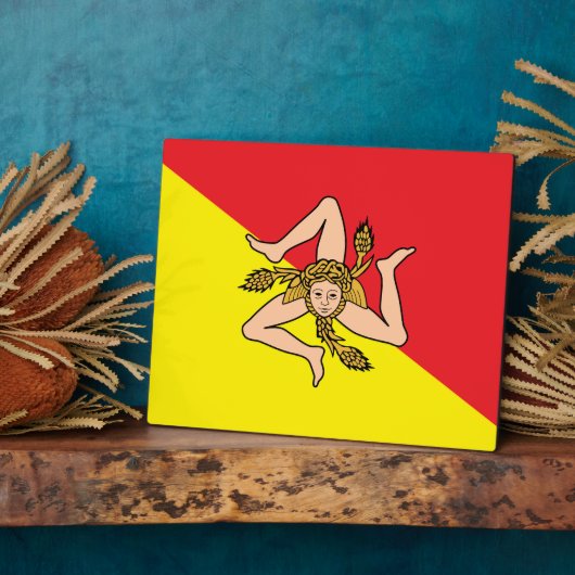 Siciliy Flag Plaque Fotoplatte (Seite)