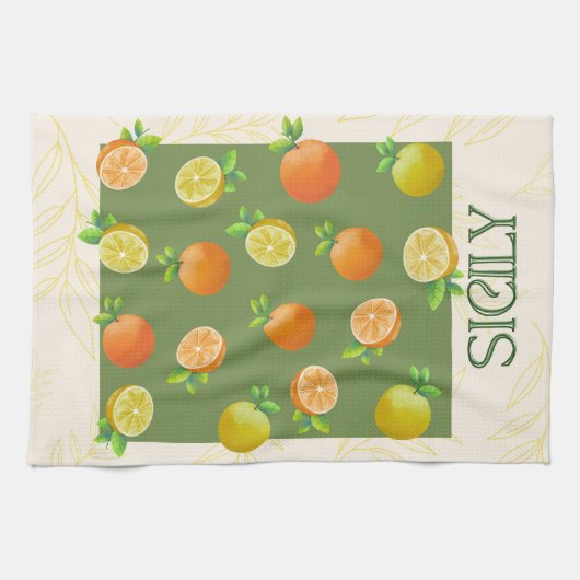 Sicily Citrus Wall Art | Italienisch Orange & Lemo Geschirrtuch (Horizontal)