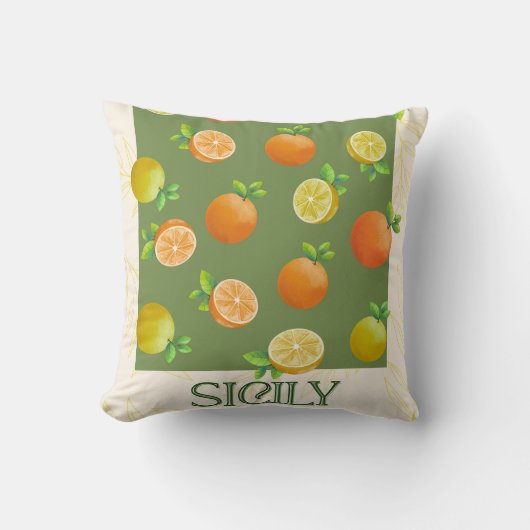 Sicily Citrus Wall Art | Italienisch Orange & Lemo Kissen (Vorderseite)