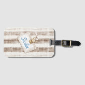 Sicily Cream Rustic Brown Stripes Gepäckanhänger (Vorderseite (Horizontal))