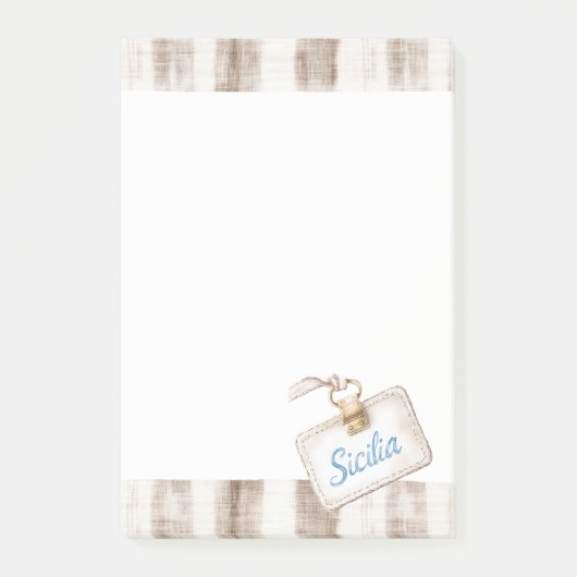 Sicily Cream Rustic Brown Stripes Post-it Klebezettel (Vorderseite)