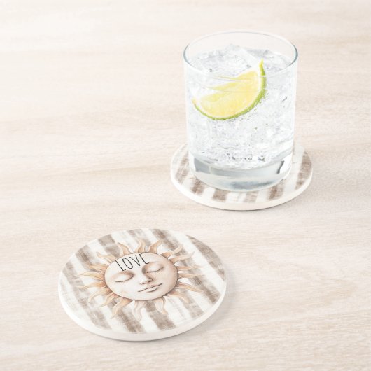 Sicily Cream Rustic Cream Sun Stripes Getränkeuntersetzer (Seite)
