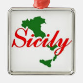 SICILY - DIE ITALIENISCHE ORNATION FÜR IHREN BAUM SILBERNES ORNAMENT (Vorne)