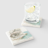 Sicily Italian Ocean Coast Steinuntersetzer (Seitenansicht)