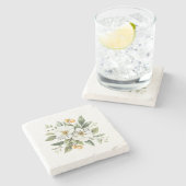 Sicily Italian Rustic Blue Stripes Bridal Shower Steinuntersetzer (Seitenansicht)