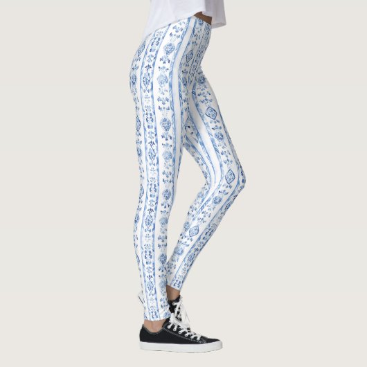 Sicily Italian Rustic Blue Stripes Leggings (Rechts)