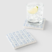 Sicily Italian Rustic Blue Stripes Steinuntersetzer (Seitenansicht)