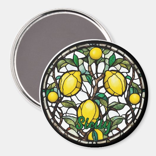 Sicily Lemon Tree Souvenir Magnet (Vorderseite/Rückseite)